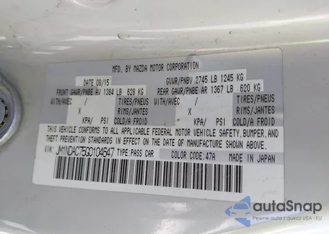 2016 Mazda Mx-5 Miata Club z USA, uszkodzony, nr VIN JM1NDAC75G0104647